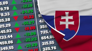 Slovakya Bayrak ve Finans, Borsa, Borsa Çizelgesi, Kumaş Dokusu İllüstrasyonu