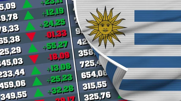 Bandera Finanzas Uruguay Bolsa Valores Gráfico Bolsa Textura Tela Ilustración — Foto de Stock