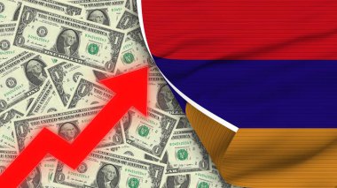 Ermenistan Gerçekçi Bayrağı, Usa Doları, Yükselen Zigzag Kırmızı Ok Resimleri