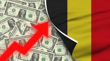 Belçika Gerçekçi Bayrağı, Usa Doları, Yükselen Zigzag Kırmızı Ok Resimleri