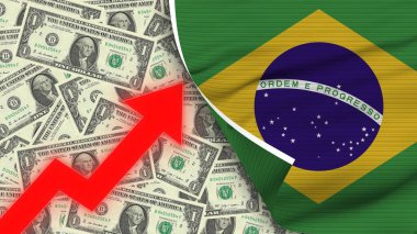 Brezilya Gerçekçi Bayrağı, Usa Doları, Yükselen Zigzag Kırmızı Ok Çizimi