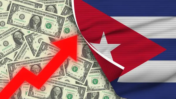 Cuba Realistic Flag Usa Dollar Rising Zigzag Red Arrow Illustration — Stok Foto