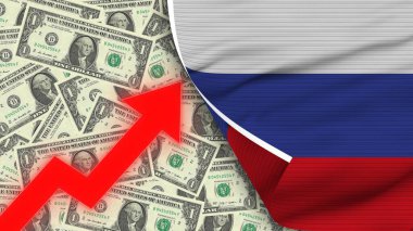 Rusya Gerçekçi Bayrağı, Usa Doları, Yükselen Zigzag Kırmızı Ok Resimleri