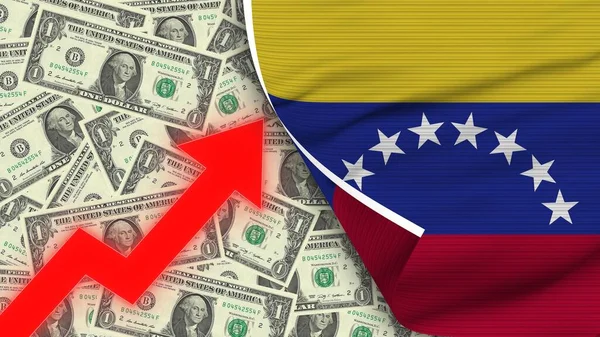 Venezuela Bandera Realista Dólar Usa Rising Zigzag Flecha Roja Ilustración — Foto de Stock