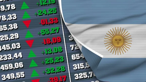 Argentina Bandera Finanzas Bolsa Valores Gráfico Bolsa Textura Tela Ilustración — Foto de Stock