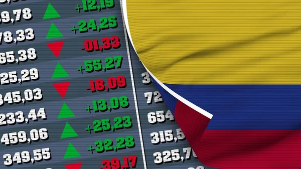 Bandera Finanzas Colombia Bolsa Valores Gráfico Bolsa Textura Tela Ilustración — Foto de Stock