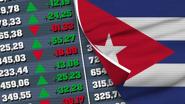 Cuba Flag Finance Stock Exchange Stock Market Chart Fabric Texture — 스톡 사진