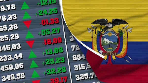 Bandera Finanzas Ecuador Bolsa Valores Gráfico Bolsa Textura Tela Ilustración — Foto de Stock