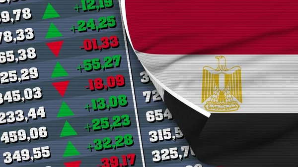 Ігіпт Прапор Фінанси Фондовий Обмін Фондовий Ринок Діаграма Текстура Ілюстрація — стокове фото