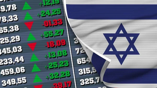Bandeira Finanças Israel Bolsa Valores Tabela Mercado Valores Ilustração Textura — Fotografia de Stock