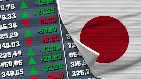 Japan Flag Finance Stock Exchange Stock Market Chart Fabric Texture — Stock Photo, Image