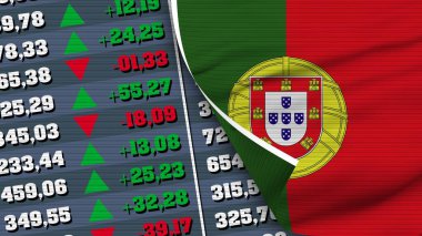 Portekiz Bayrak ve Finans, Borsa, Borsa Çizelgesi, Kumaş Dokusu İllüstrasyonu