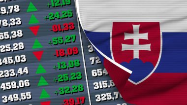 Slovakya Bayrak ve Finans, Borsa, Borsa Çizelgesi, Kumaş Dokusu İllüstrasyonu