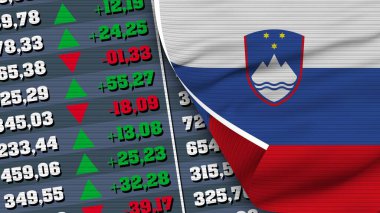Slovenya Bayrak ve Finans, Borsa, Borsa Çizelgesi, Kumaş Dokusu İllüstrasyonu
