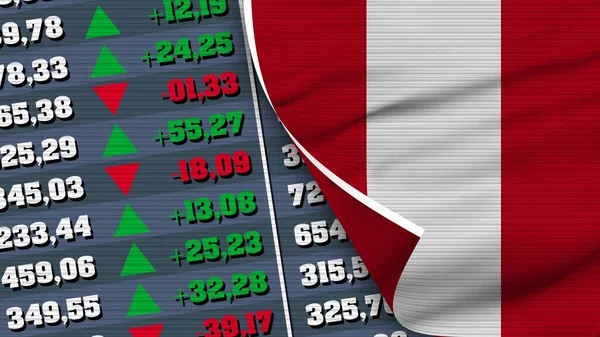 Perù Bandiera Finanza Borsa Grafico Borsa Tessuto Texture Illustrazione — Foto Stock