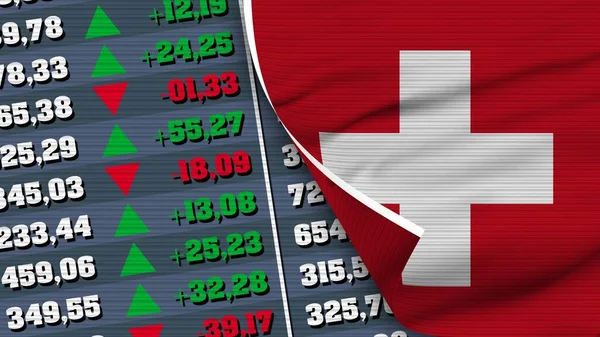 Suiza Bandera Finanzas Bolsa Valores Gráfico Bolsa Textura Tela Ilustración —  Fotos de Stock