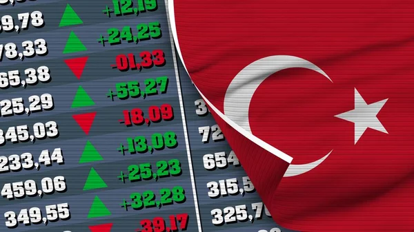 Türkiye Bayrak Finans Borsa Borsa Çizelgesi Kumaş Dokusu Llüstrasyonu — Stok fotoğraf