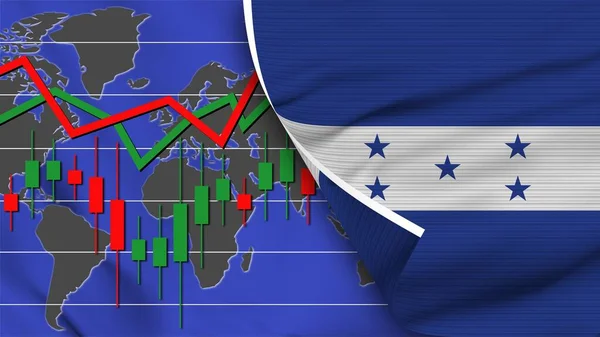 Bandera Realista Honduras Mercado Financiero Valores Mapa Del Mundo Efecto — Foto de Stock