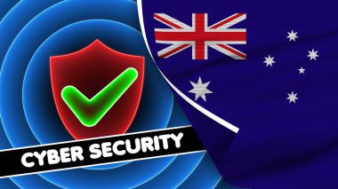 Siber Güvenlik Başlık Kumaşı Doku Efekti 3B İllüstrasyonlu Avustralya Gerçekçi Bayrağı