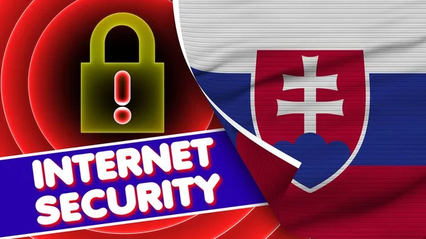 Slovakia Realistic Flag Internet Security Title Fabric Texture Effect Illustration — Foto Stock