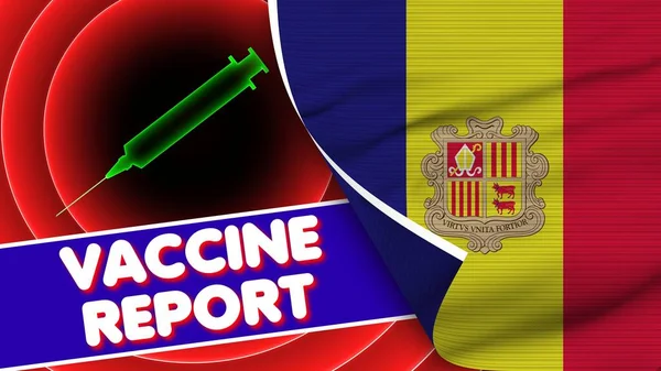 Andorra Realistic Flag Vaccine Report Title Fabric Texture Effect Illustration — Photo