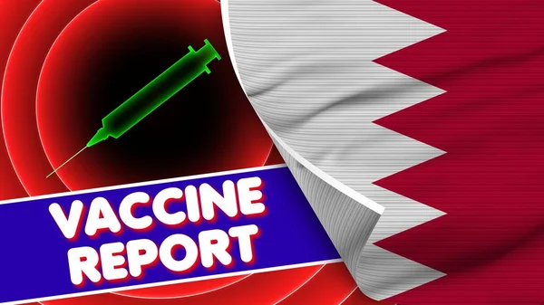 Bahrajn Realistic Flag Vaccine Report Title Fabric Texture Effect Illustration — Stock fotografie