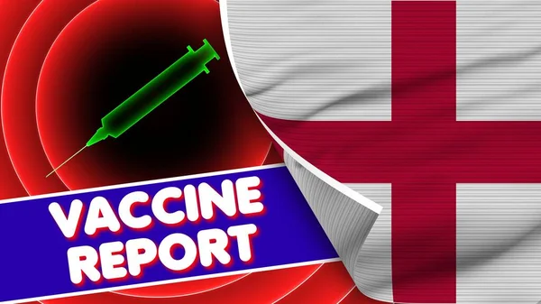 England Realistic Flag Vaccine Report Title Fabric Texture Effect Illustration — Stock fotografie