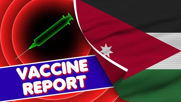 Jordánsko Realistic Flag Vaccine Report Title Fabric Texture Effect Illustration — Stock fotografie