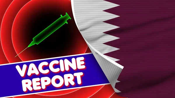 Katar Realistic Flag Vaccine Report Title Fabric Texture Effect Illustration — Stock fotografie