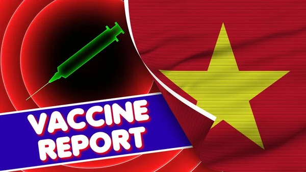 Vietnam Realistic Flag Vaccine Report Title Fabric Texture Effect Illustration — Stock fotografie