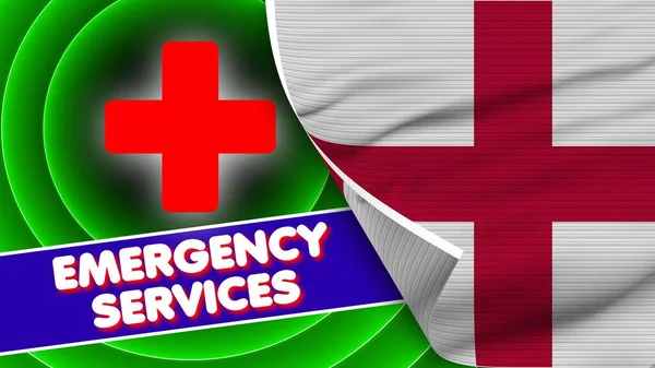 England Realistic Flag Emergency Services Title Fabric Texture Effect Illustration — Foto Stock