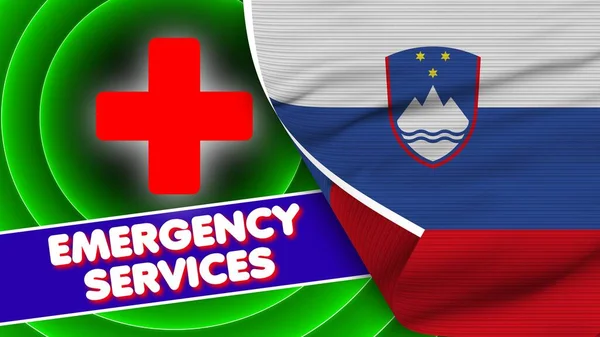 Slovenia Realistic Flag Emergency Services Title Fabric Texture Effect Illustration — Foto Stock