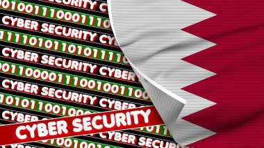 Siber Güvenlik Başlıkları Kumaş Doku Efekti 3B İllüstrasyonlu Bahreyn Gerçekçi Bayrağı