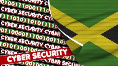 Siber Güvenlik Başlıkları Kumaş Doku Efekti 3B İllüstrasyonlu Jamaika Gerçekçi Bayrağı