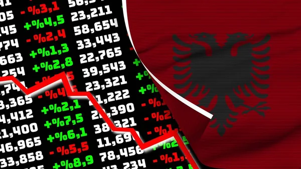 Албания Реалистичный Флаг График Фондового Рынка Эффект Текстуры Ткани Иллюстрация — стоковое фото