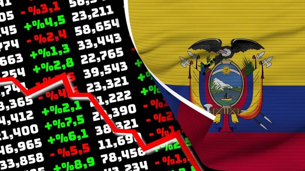 Ecuador Realistic Flag Stock Finance Market Chart Fabric Texture Effect — Foto de Stock