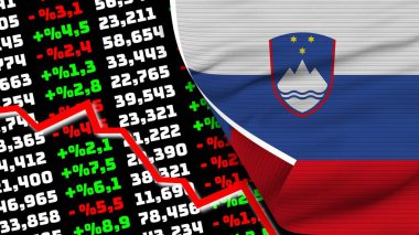 Slovenia Realistic Flag, Stock Finance Market Chart, Fabric Texture Effect 3D Illustration