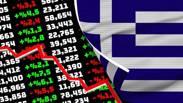 Греция Реалистичный Флаг График Фондового Рынка Эффект Текстуры Ткани Иллюстрация — стоковое фото