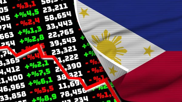 Philippines Realistic Flag Stock Finance Market Chart Fabric Texture Effect — Stok Foto