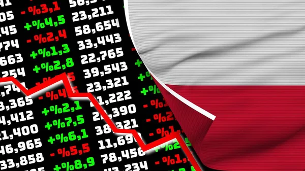 Poland Realistische Flagge Börse Finanzmarktdiagramm Textur Effekt Illustration — Stockfoto