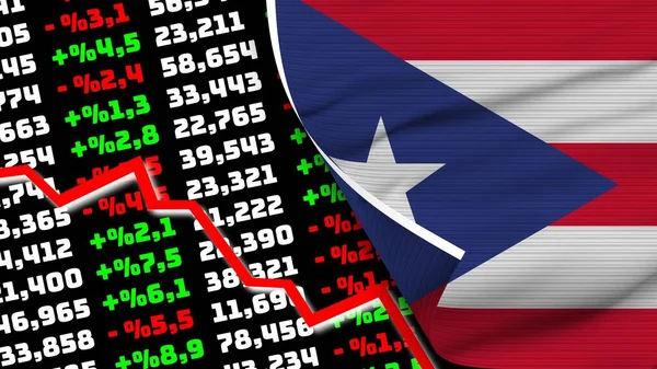 Puerto Rico Realistische Flagge Marktdiagramm Für Aktienfinanzierungen Textur Effekt Illustration — Stockfoto
