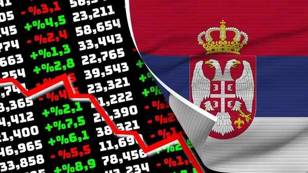Serbien Realistische Flagge Börsenmarktdiagramm Textur Effekt Illustration — Stockfoto