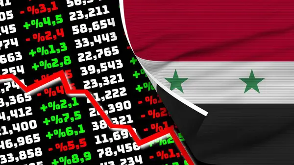 Syria Реалістичний Прапор Фондовий Ринок Діаграми Текстура Ефект Ілюстрація — стокове фото