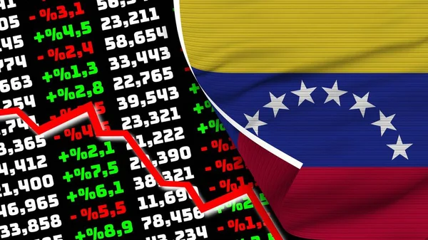 Venezuela Realistic Flag Stock Finance Market Chart Fabric Texture Effect — ストック写真