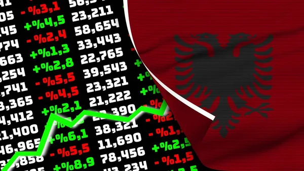 Albanien Realistische Flagge Aktienmarkt Steigt Textur Effekt Illustration — Stockfoto