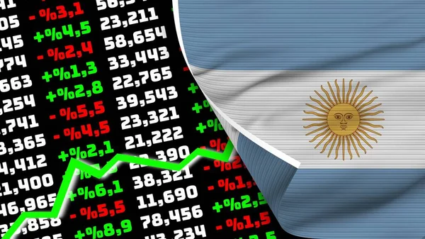 Argentina Реалистичный Флаг Рост Фондового Рынка Эффект Текстуры Ткани Иллюстрация — стоковое фото