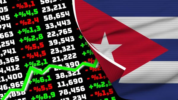 Kuba Realistische Flagge Aktienmarkt Steigt Textur Effekt Illustration — Stockfoto