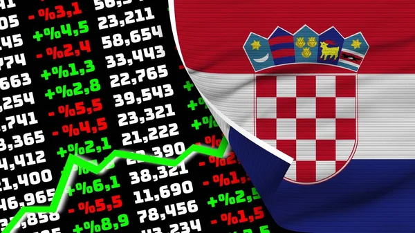 Kroatien Realistische Flagge Aktienmarkt Steigt Textur Effekt Illustration — Stockfoto