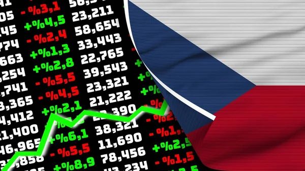 Czech Republic Realistic Flag Stock Finance Market Rising Fabric Texture —  Fotos de Stock