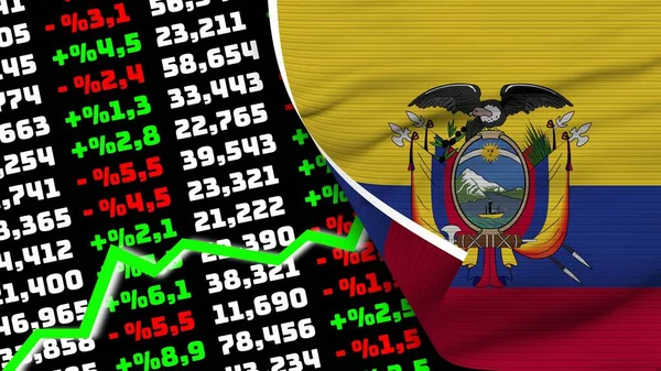 Ecuador Realistic Flag Stock Finance Market Rising Fabric Texture Effect — Foto de Stock